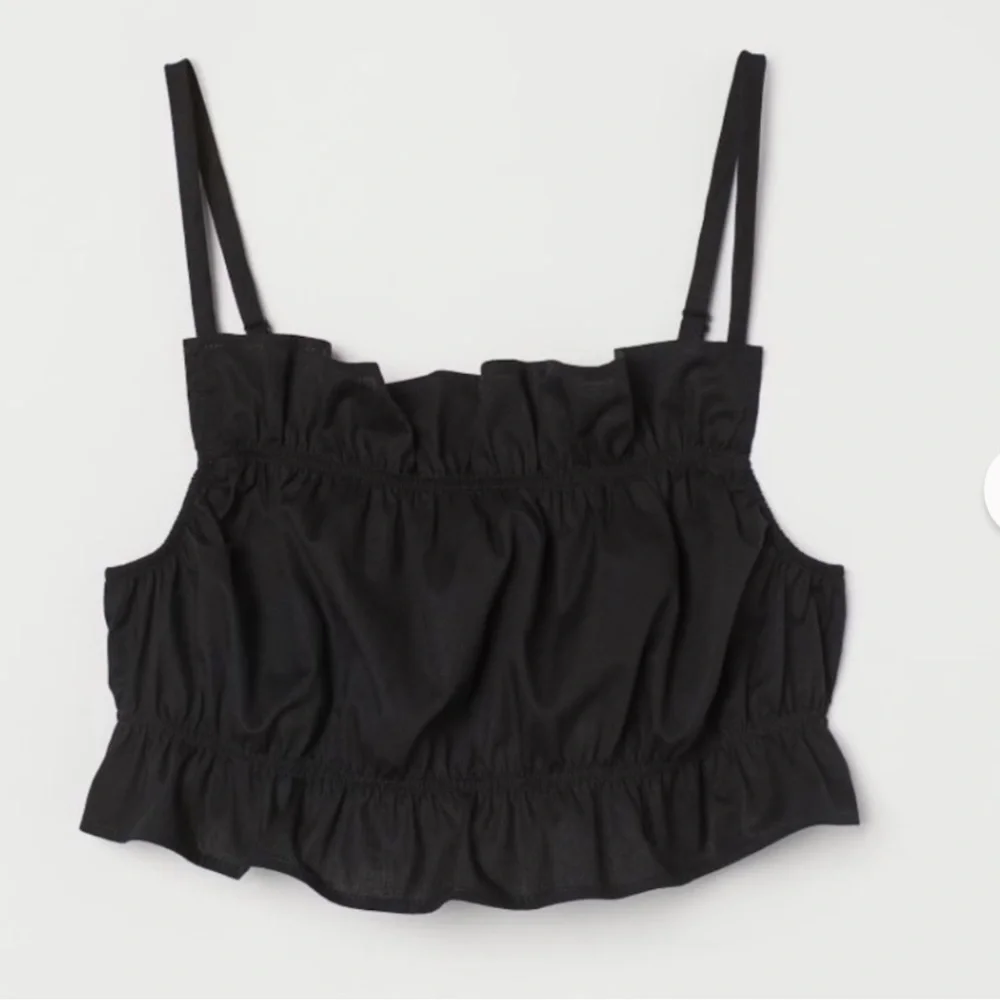Black Ruffled Crop Top - Picture 1 of 4
